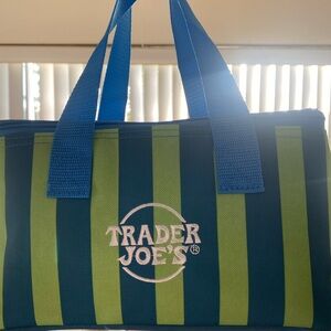 Trader Joe's Green & Blue Striped Mini Tote Bag limited edition.